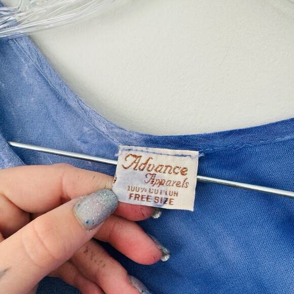 Advance Apparels Blue Tie Dye Short Sleeve Dress Women’s Free Size - Picture 4 of 6